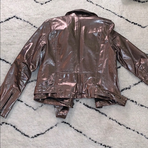 **NEW** Zara Metallic Leather Biker Jacket - Picture 3 of 8